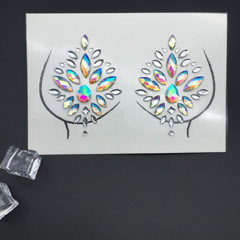 Leoars Body Gems Sticker, 2-Pack Halloween Rainbow Body Jewes Gliiter for Music Festival - Image 2